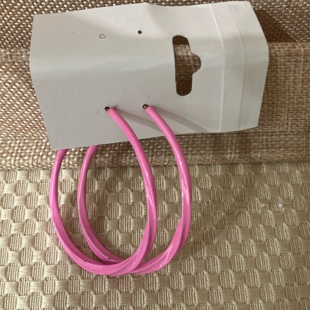 Pink Waved Hoop Earrings